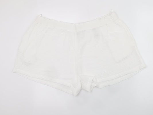Marks and Spencer Women White Cotton Relaxed Shorts Size 22