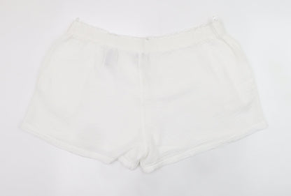 Marks and Spencer Women White Cotton Relaxed Shorts Size 22