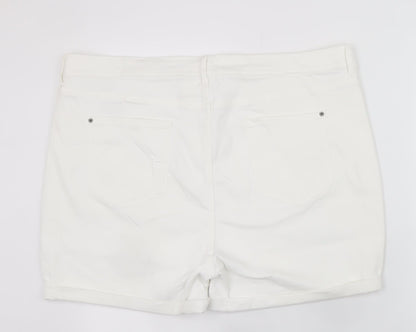 Marks and Spencer Women's White Chino Shorts Size 22 Stretch Cotton Blend