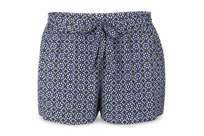 Dorothy Perkins Women Blue Geometric Viscose Paperbag Shorts Size 6