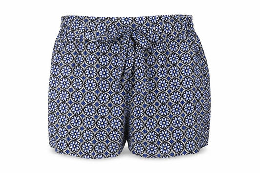 Dorothy Perkins Women Blue Geometric Viscose Paperbag Shorts Size 6