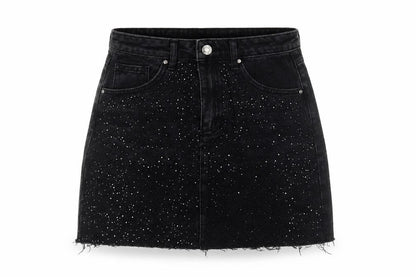 Denim Co. Womens Black Studded A-Line Denim Skirt Size 6