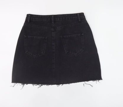 Denim Co. Womens Black Studded A-Line Denim Skirt Size 6