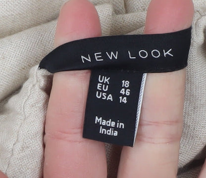 New Look Women Beige Linen Blend Casual Shorts Size 18