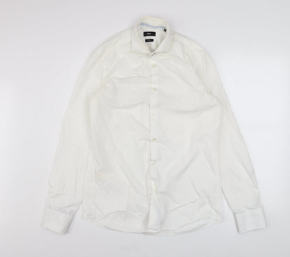 BOSS Hugo Boss Men's White Slim Fit Easy Iron Long Sleeve Shirt 15.5in