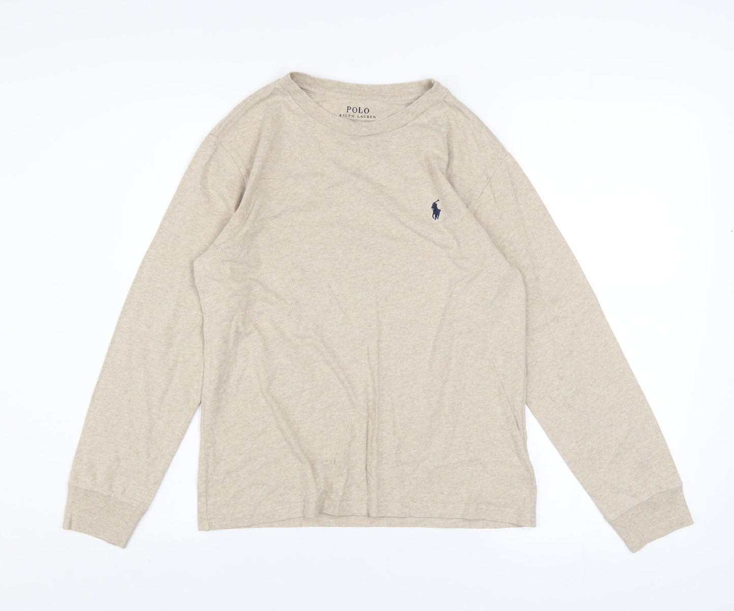 Polo Ralph Lauren Boys Beige Long Sleeve Crew Neck T-Shirt Size 10-12