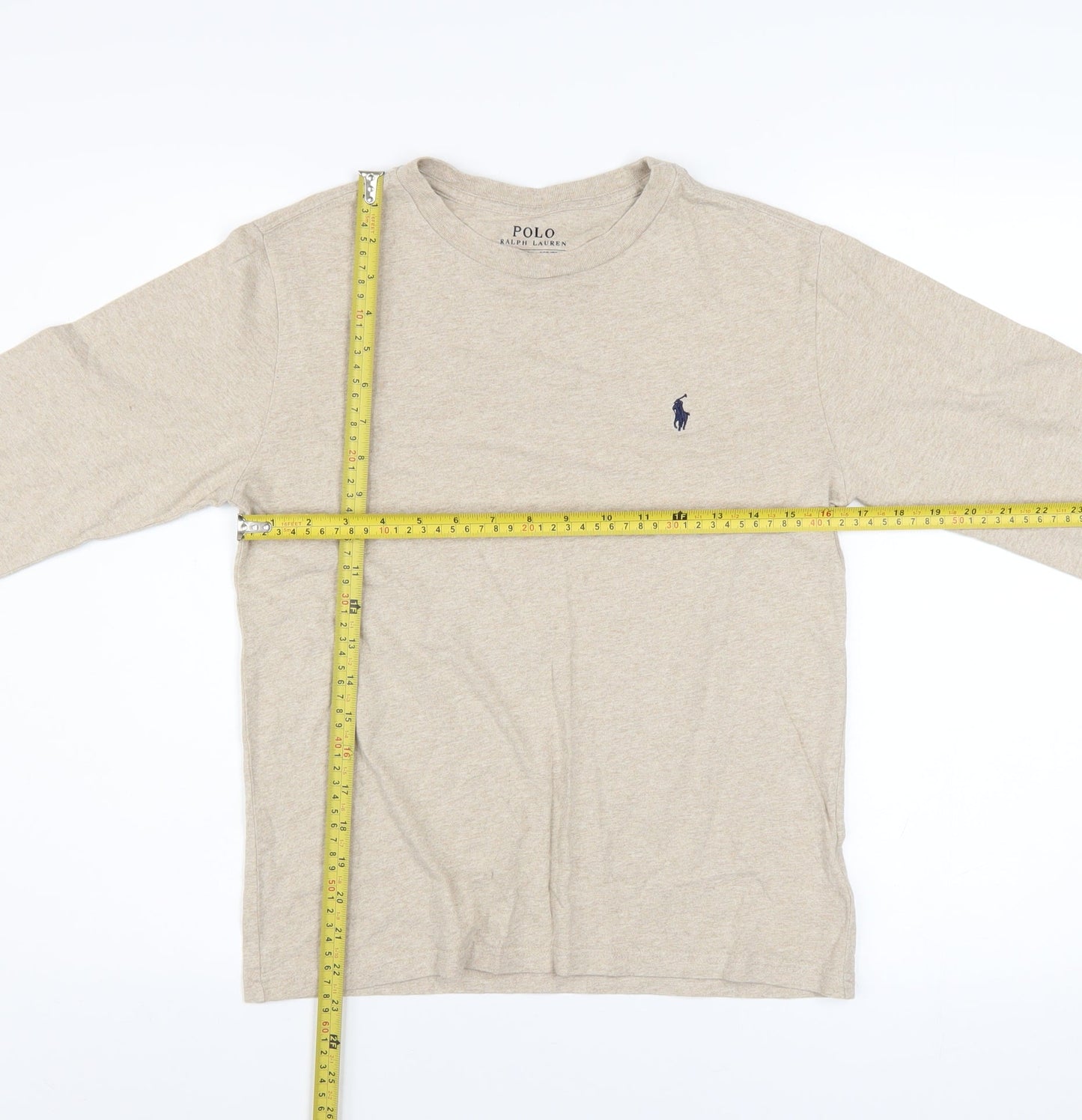 Polo Ralph Lauren Boys Beige Long Sleeve Crew Neck T-Shirt Size 10-12