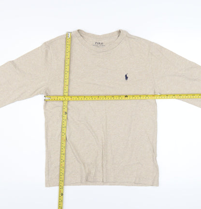 Polo Ralph Lauren Boys Beige Long Sleeve Crew Neck T-Shirt Size 10-12