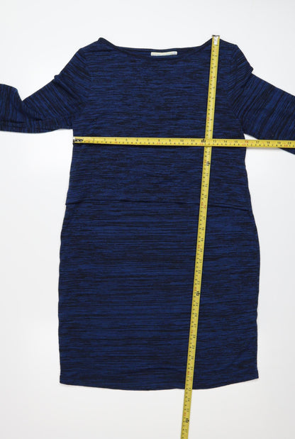 JoJo Maman Bébé Women's Blue Knit Shift Dress Size M Long Sleeve