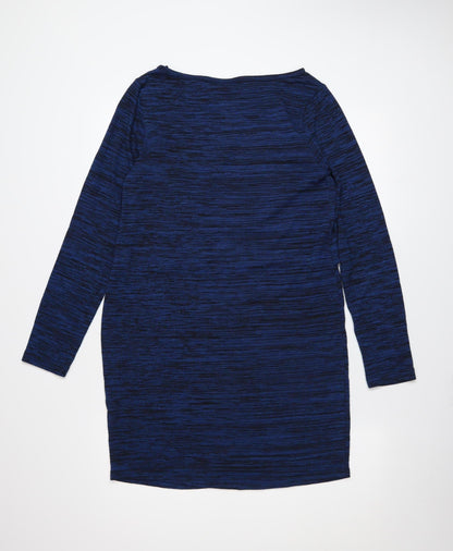 JoJo Maman Bébé Women's Blue Knit Shift Dress Size M Long Sleeve