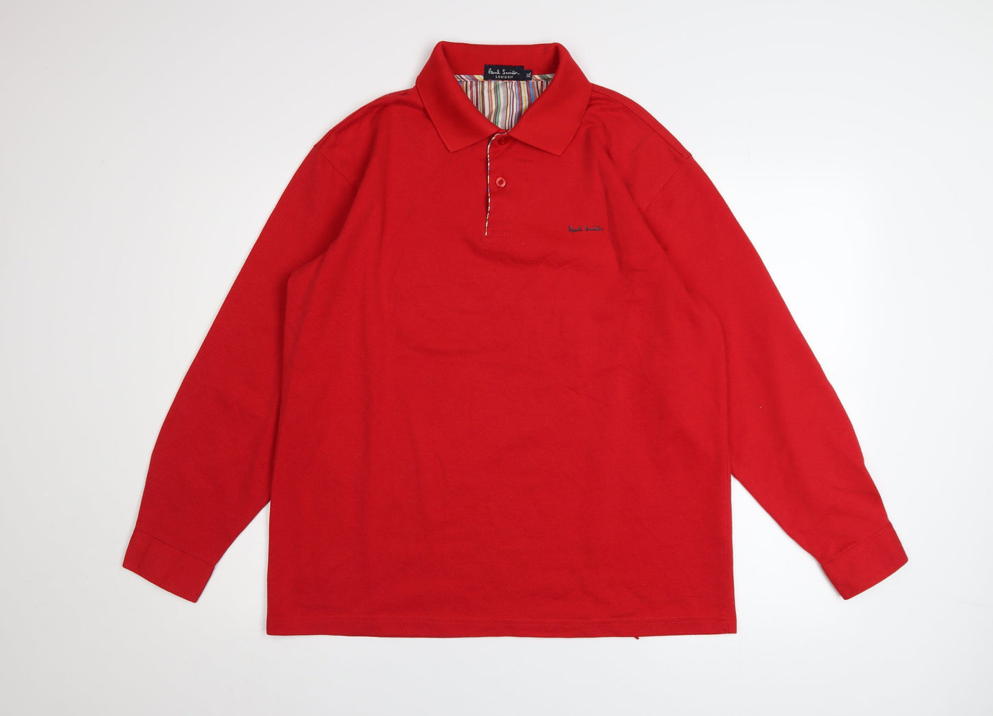 Paul Smith Men’s Red Cotton Long Sleeve Button-Up Polo Shirt XL