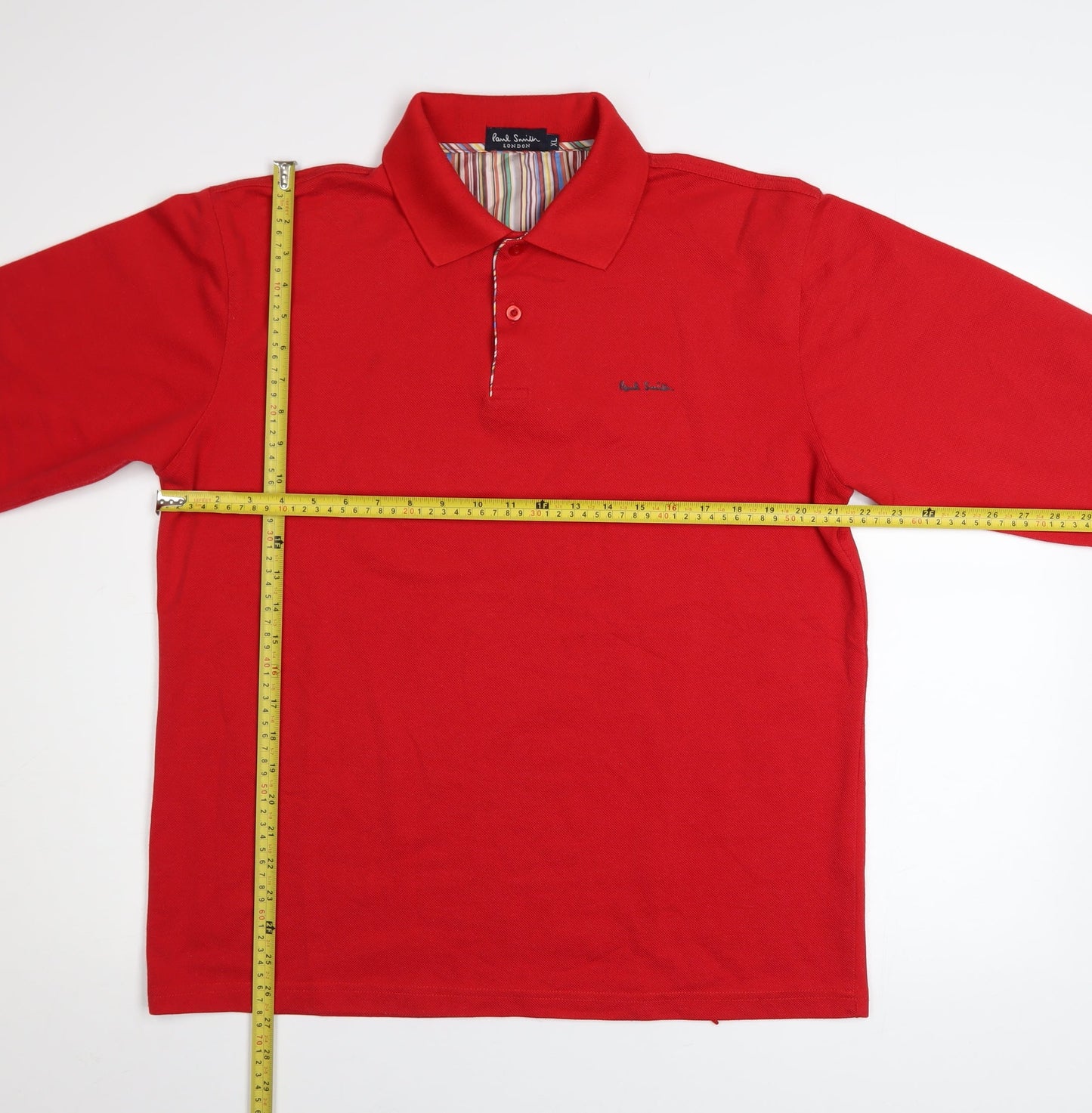 Paul Smith Men’s Red Cotton Long Sleeve Button-Up Polo Shirt XL