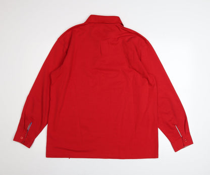 Paul Smith Men’s Red Cotton Long Sleeve Button-Up Polo Shirt XL
