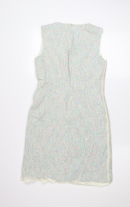 Hobbs Women Multicoloured Size 10 Shift Tweed Knee Length Dress