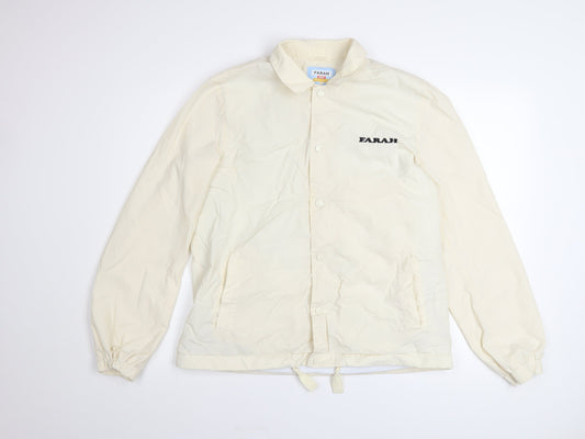 Farah Men’s Ivory Polyamide Coach Jacket Size M Lightweight Casual