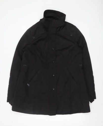 Next Women's Black Parka Coat Size 18 Mid-Length Lined Zip