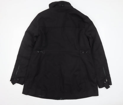 Next Women's Black Parka Coat Size 18 Mid-Length Lined Zip