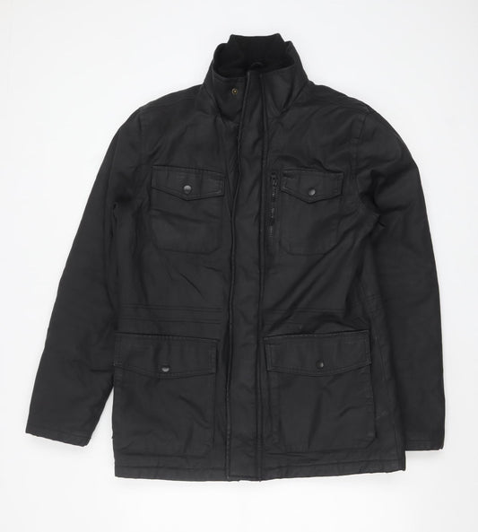 George Men’s Black Cotton Parka Jacket Size M Regular Fit