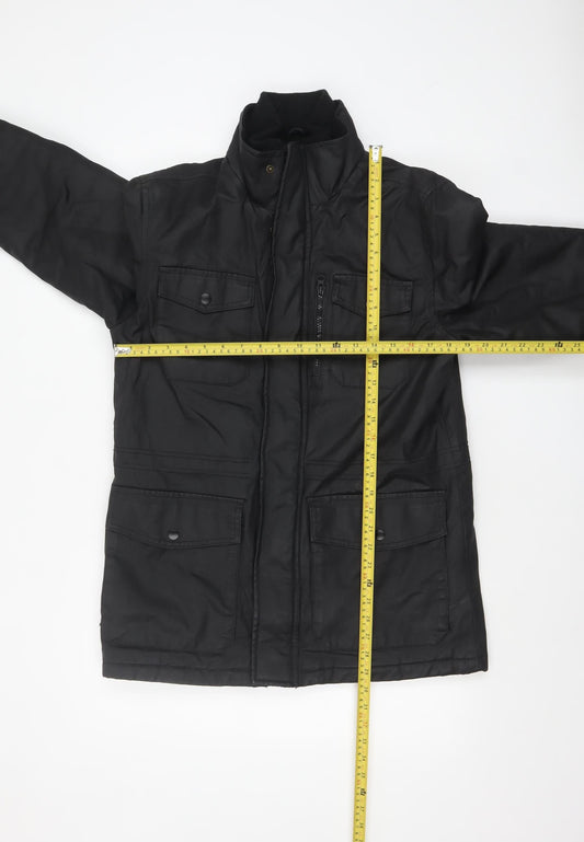 George Men’s Black Cotton Parka Jacket Size M Regular Fit