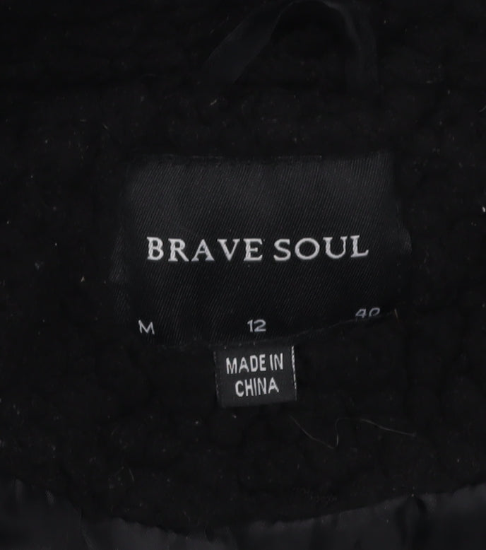 Womens UK Size 12 Brave Soul Black Overcoat