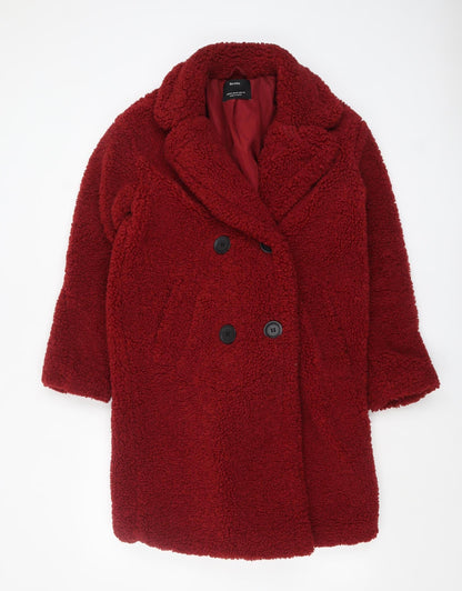 Womens UK Size XS Bershka Red Overcoat