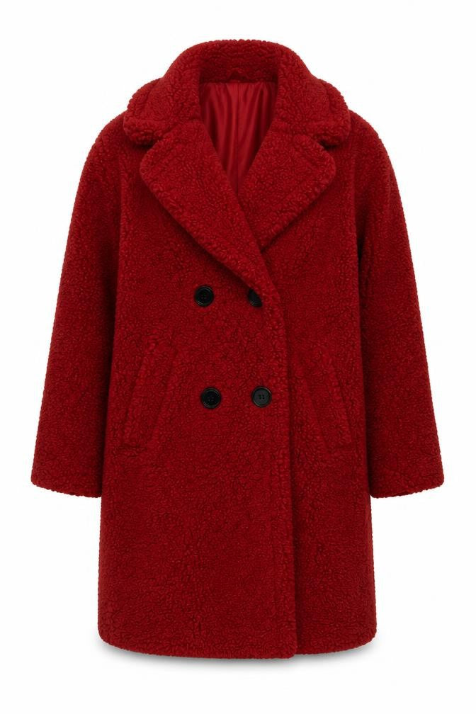 Womens UK Size XS Bershka Red Overcoat