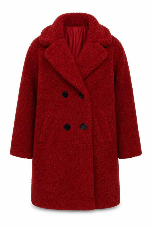 Womens UK Size XS Bershka Red Overcoat