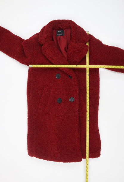 Womens UK Size XS Bershka Red Overcoat
