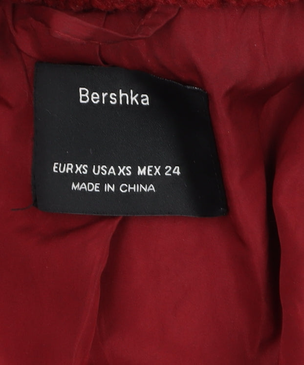 Womens UK Size XS Bershka Red Overcoat