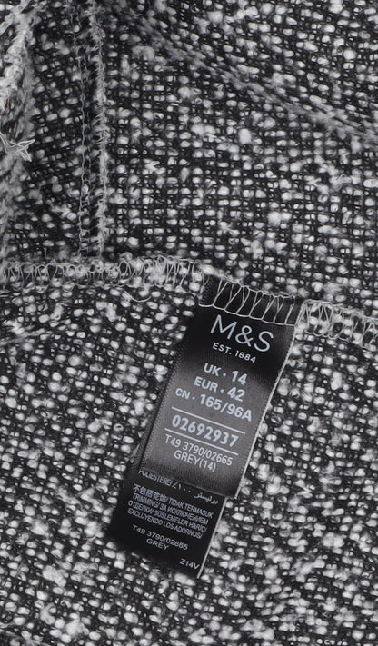 Marks and Spencer Womens Grey Size 14 Tweed Coatigan