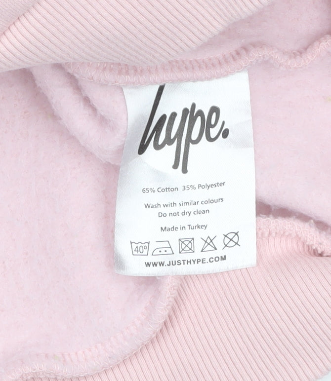 Hype Girls Pink Pullover Hoodie 11-12 Years Logo Fleece Sweatshirt
