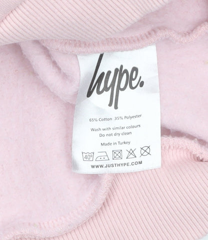 Hype Girls Pink Pullover Hoodie 11-12 Years Logo Fleece Sweatshirt