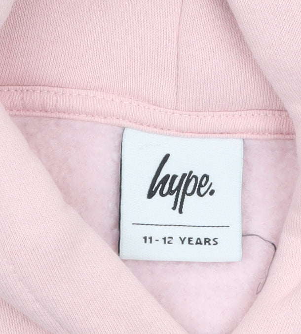 Hype Girls Pink Pullover Hoodie 11-12 Years Logo Fleece Sweatshirt