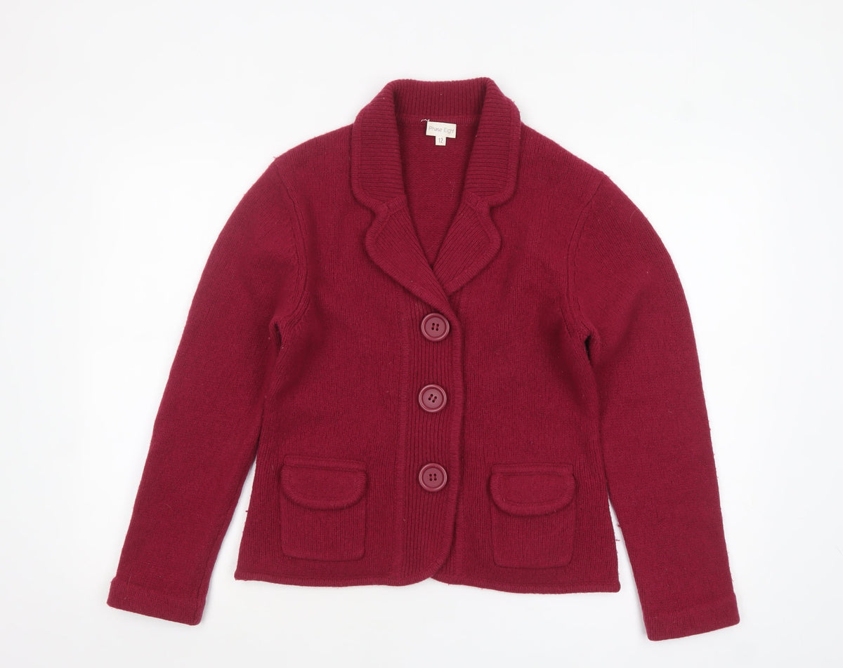 Phase Eight Women Red Wool Collared Cardigan Size 12
