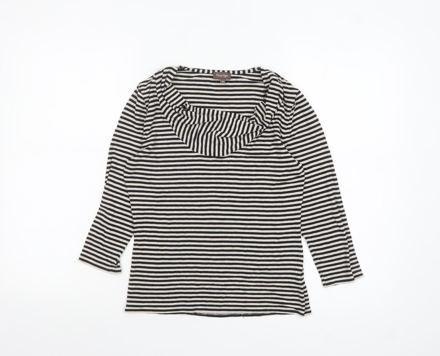 Phase Eight Women's Black Striped Cowl Neck 3/4 Sleeve Jersey Top Size 10