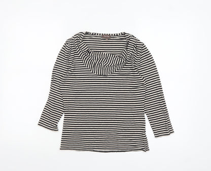 Phase Eight Women's Black Striped Cowl Neck 3/4 Sleeve Jersey Top Size 10