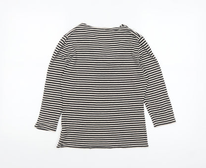 Phase Eight Women's Black Striped Cowl Neck 3/4 Sleeve Jersey Top Size 10