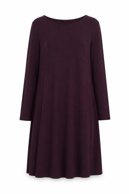 Roman Women Purple A-Line Jersey Dress Size 14 3/4 Sleeve