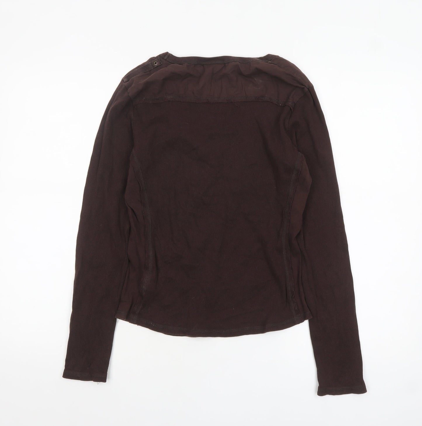 Next Women Brown Long Sleeve Cotton Jersey Top UK 16