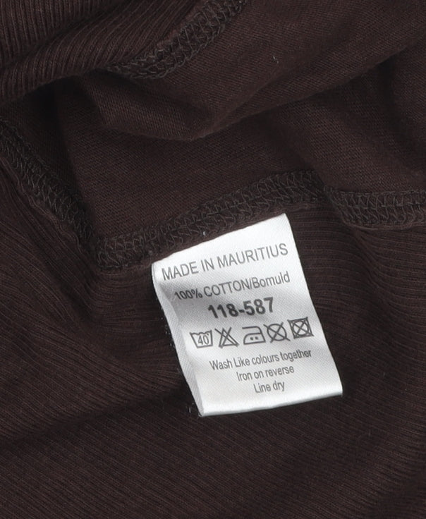 Next Women Brown Long Sleeve Cotton Jersey Top UK 16