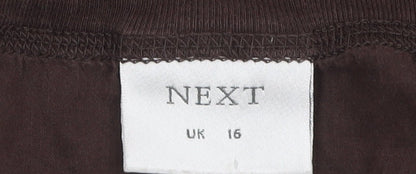 Next Women Brown Long Sleeve Cotton Jersey Top UK 16