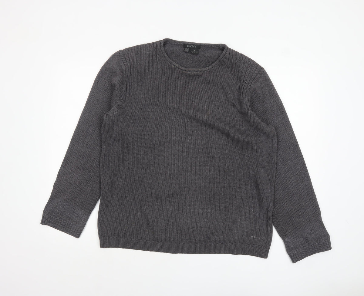 DKNY Men's Grey Cotton Crew Neck Pullover Jumper Size M