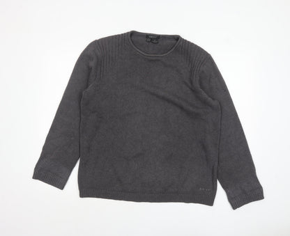 DKNY Men's Grey Cotton Crew Neck Pullover Jumper Size M