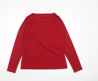 Rohan Womens Red Striped Long Sleeve Basic Boat Neck Top M