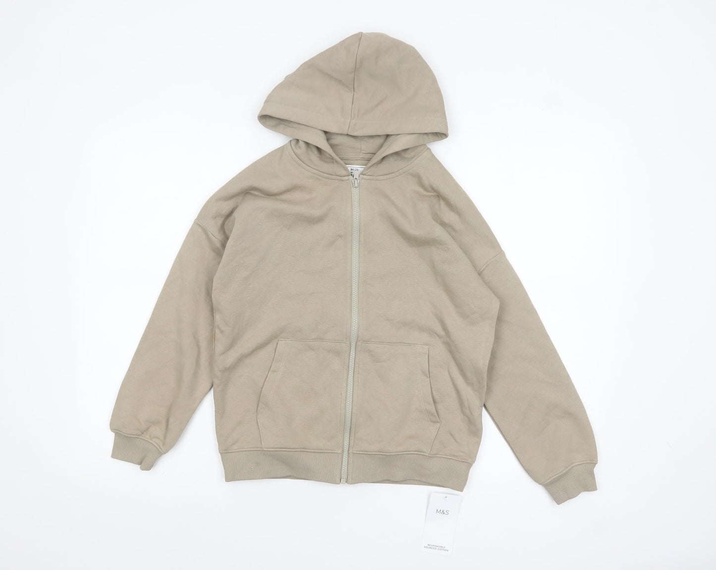 Boys UK Size 10-11 Years Marks and Spencer Beige Full Zip Hoodie