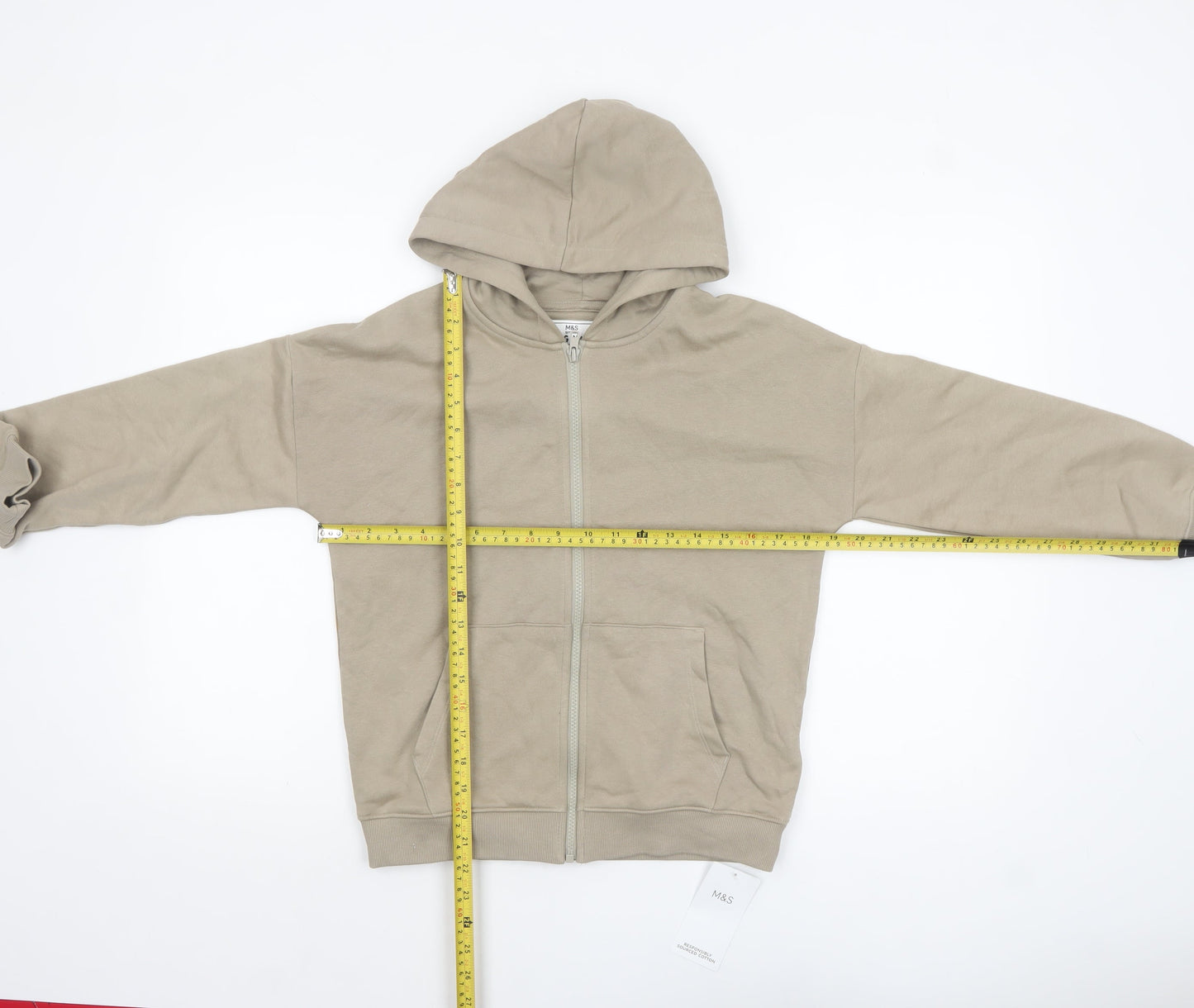Boys UK Size 10-11 Years Marks and Spencer Beige Full Zip Hoodie