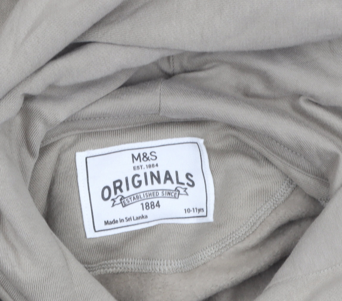 Boys UK Size 10-11 Years Marks and Spencer Beige Full Zip Hoodie