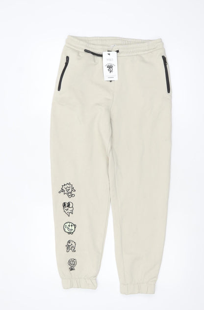 Boys UK Size 11-12 Years Marks and Spencer Regular Fit Jogger Beige Trousers