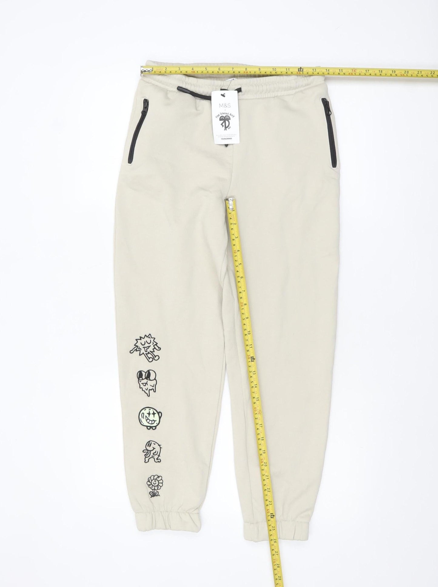 Boys UK Size 11-12 Years Marks and Spencer Regular Fit Jogger Beige Trousers