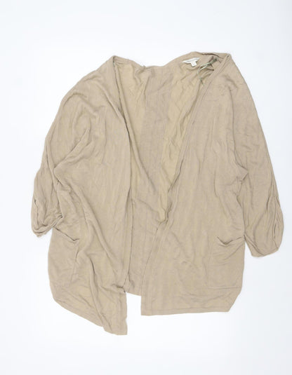 Monsoon Women Beige L Open Knit Long Sleeve Cardigan